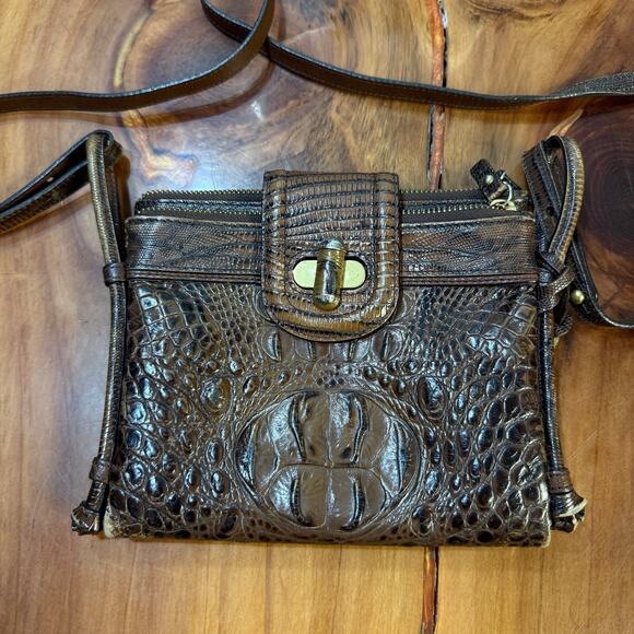 Brahmin Mojito Leather Bag Small Crossbody Crocodile Brown Pecan Melbourne PP7 - Picture 2 of 7